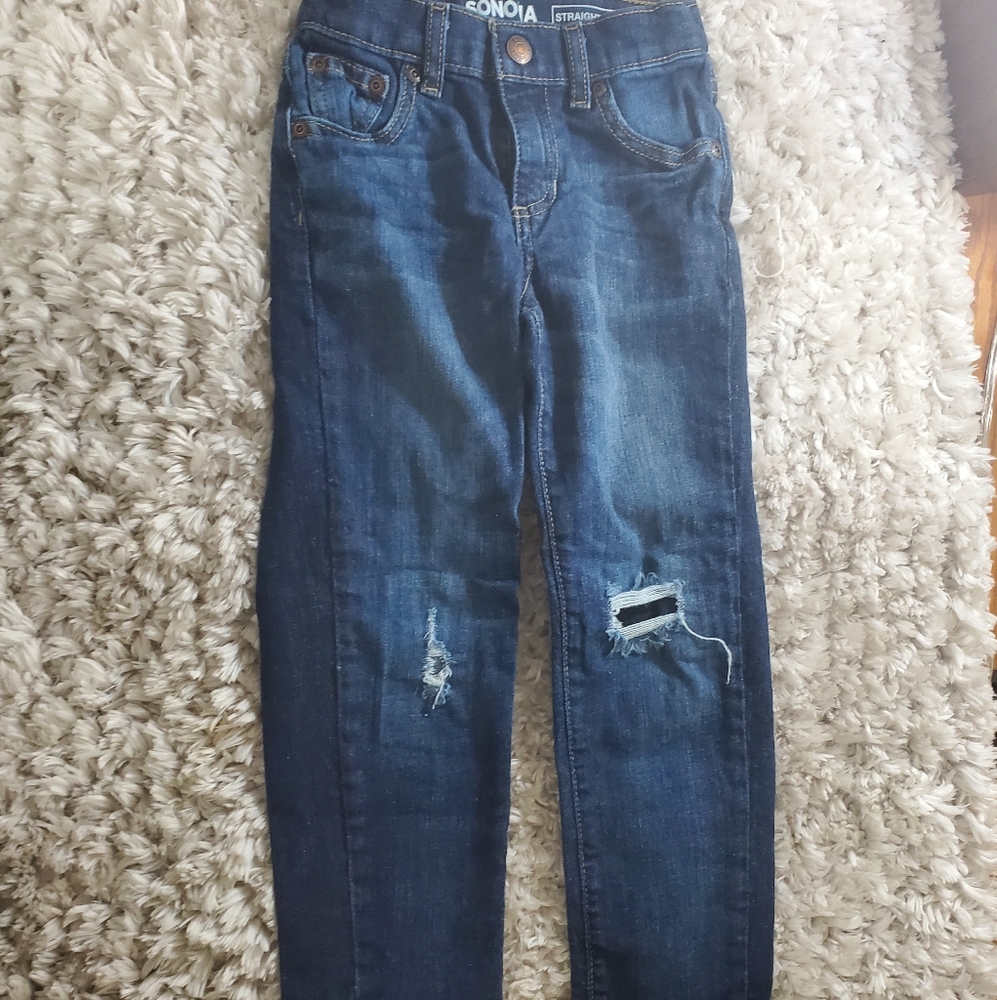 Sonoma Boys Distressed Straight Leg Dark Wash Denim Jean 5 Regular